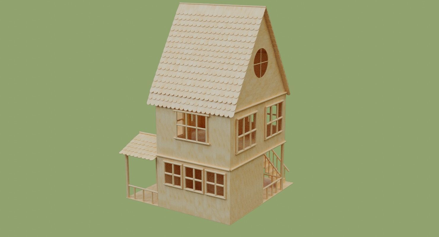 Stick House in Blender and other formats 3D model_16