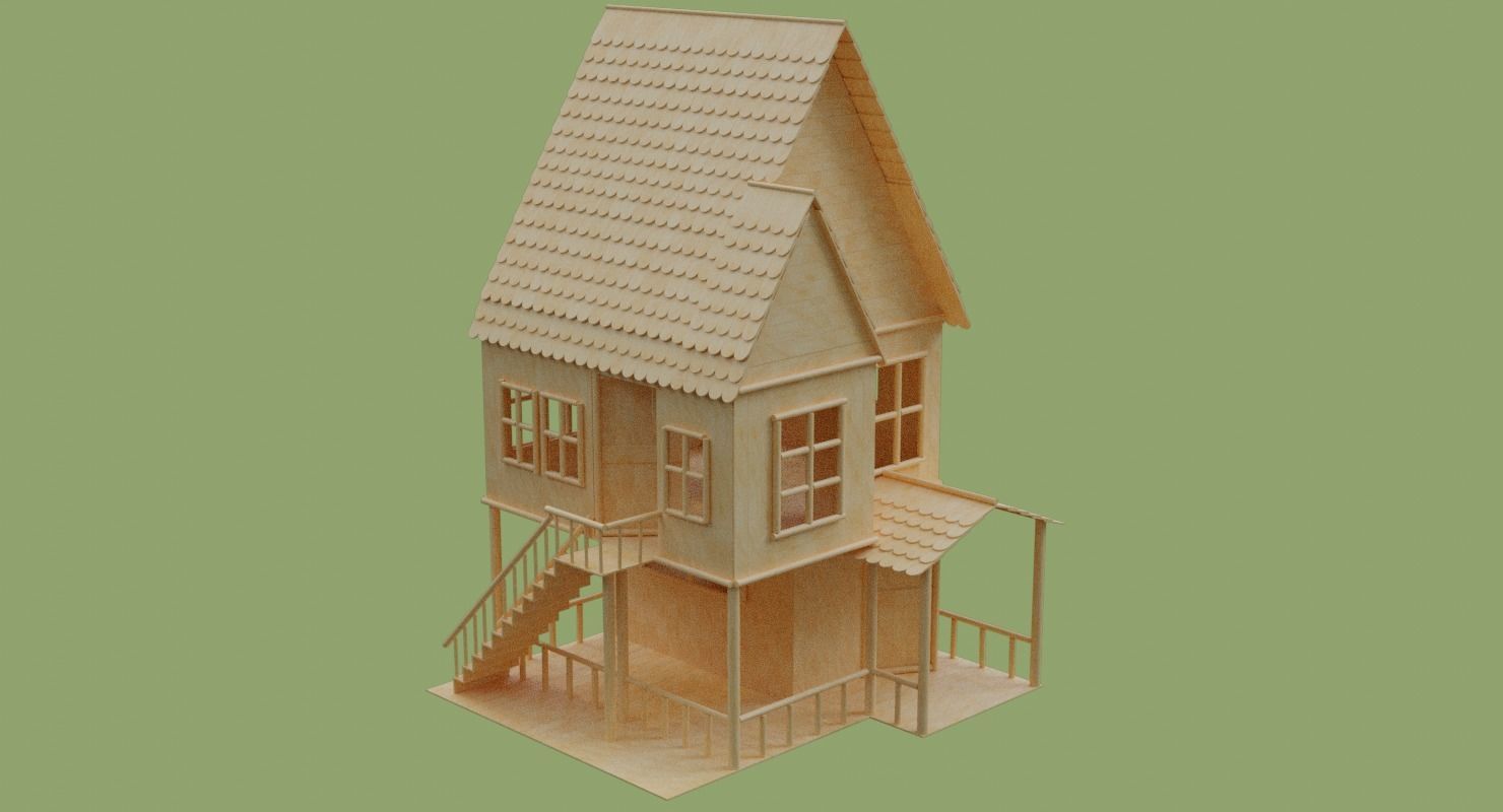 Stick House in Blender and other formats 3D model_54