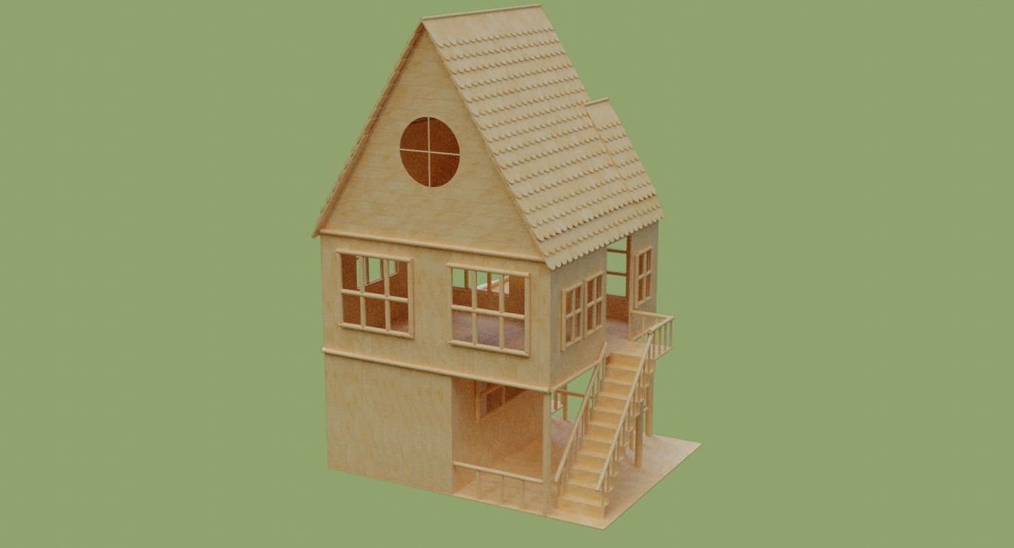 Stick House in Blender and other formats 3D model_33