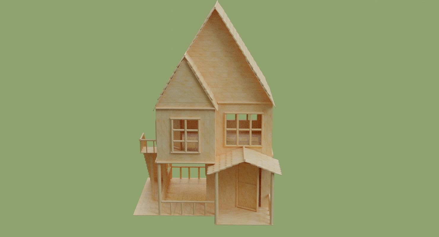 Stick House in Blender and other formats 3D model_63