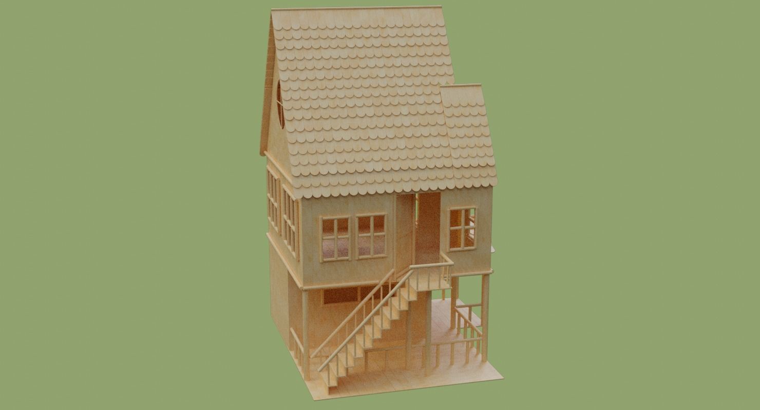 Stick House in Blender and other formats 3D model_42