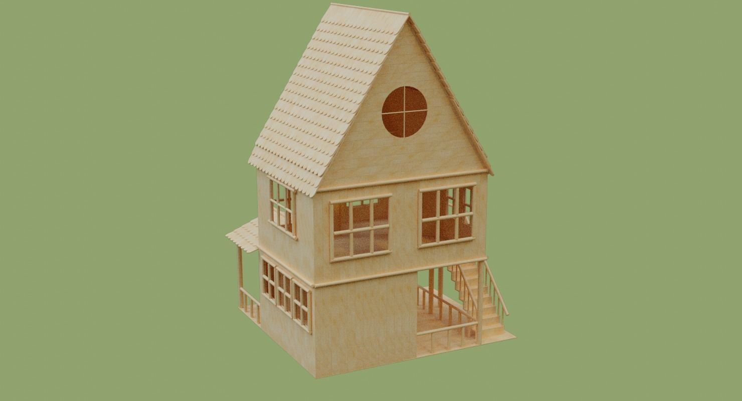 Stick House in Blender and other formats 3D model_22