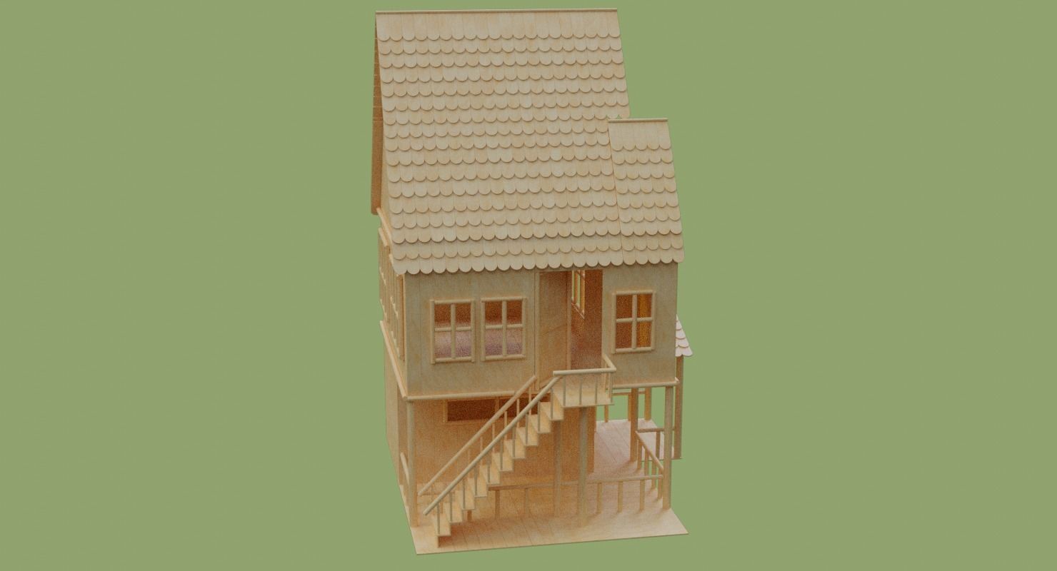 Stick House in Blender and other formats 3D model_43