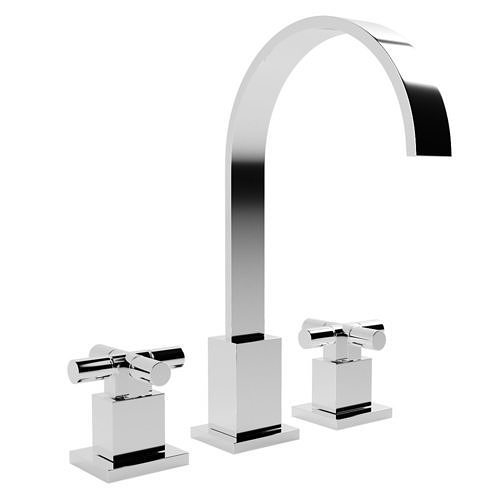RH MODERN CROSS-HANDLE 8 WIDESPREAD GOOSENECK FAUCET 3D model