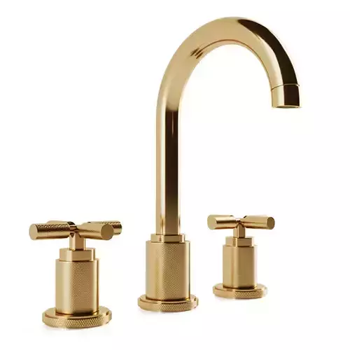 RH LAMBETH KNURLED CROSS-HANDLE 8 WIDESPREAD GOOSENECK FAUCET