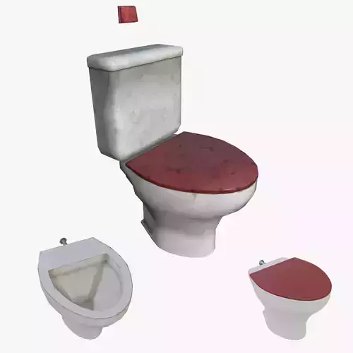 3D Dirty Vintage Simple Toilet Seat with Subdivision Crease PBR Low-poly 3D model