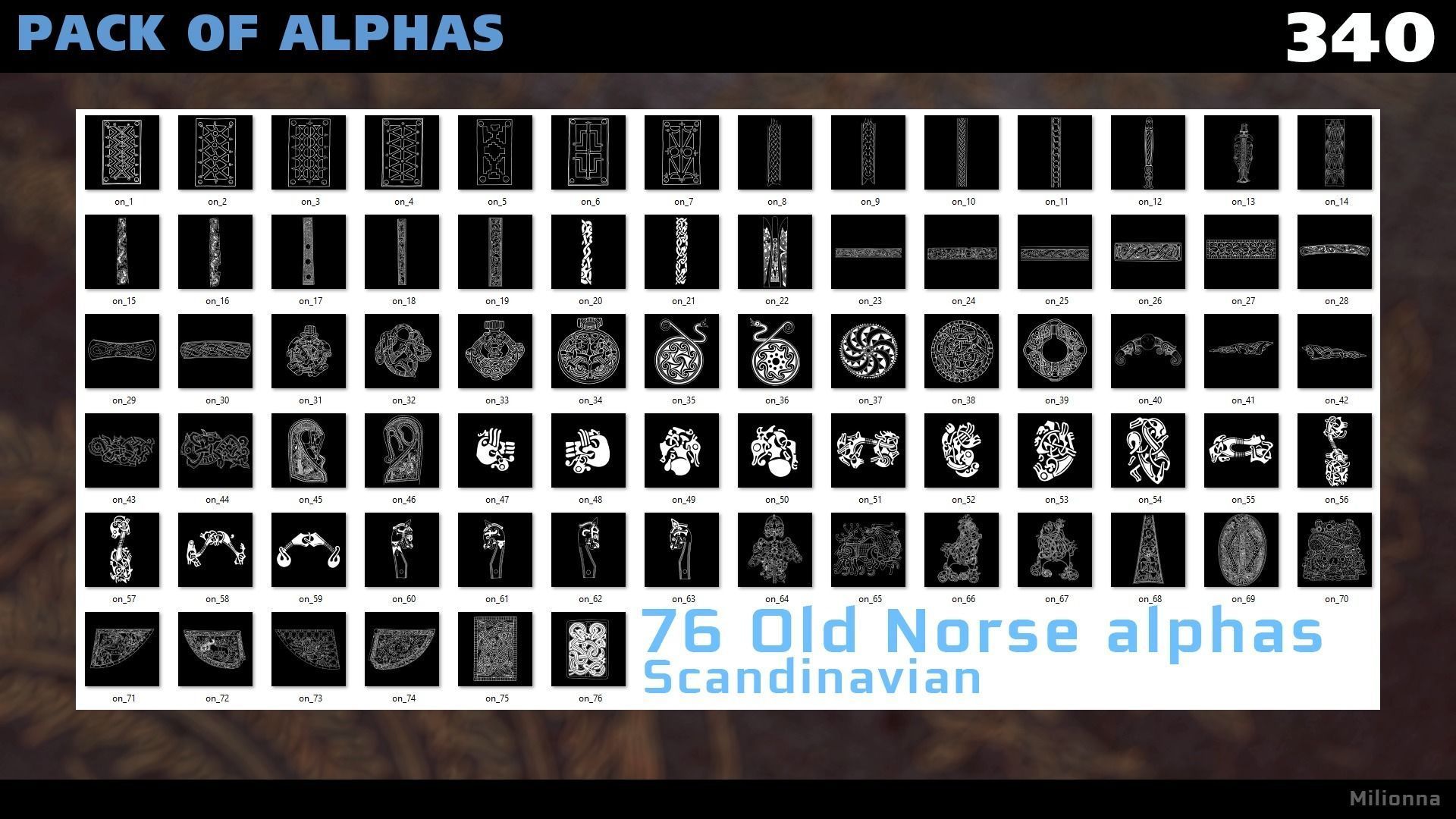 Pack of 340 Alphas Chinese Egypt Greek Old Norse Texture_5