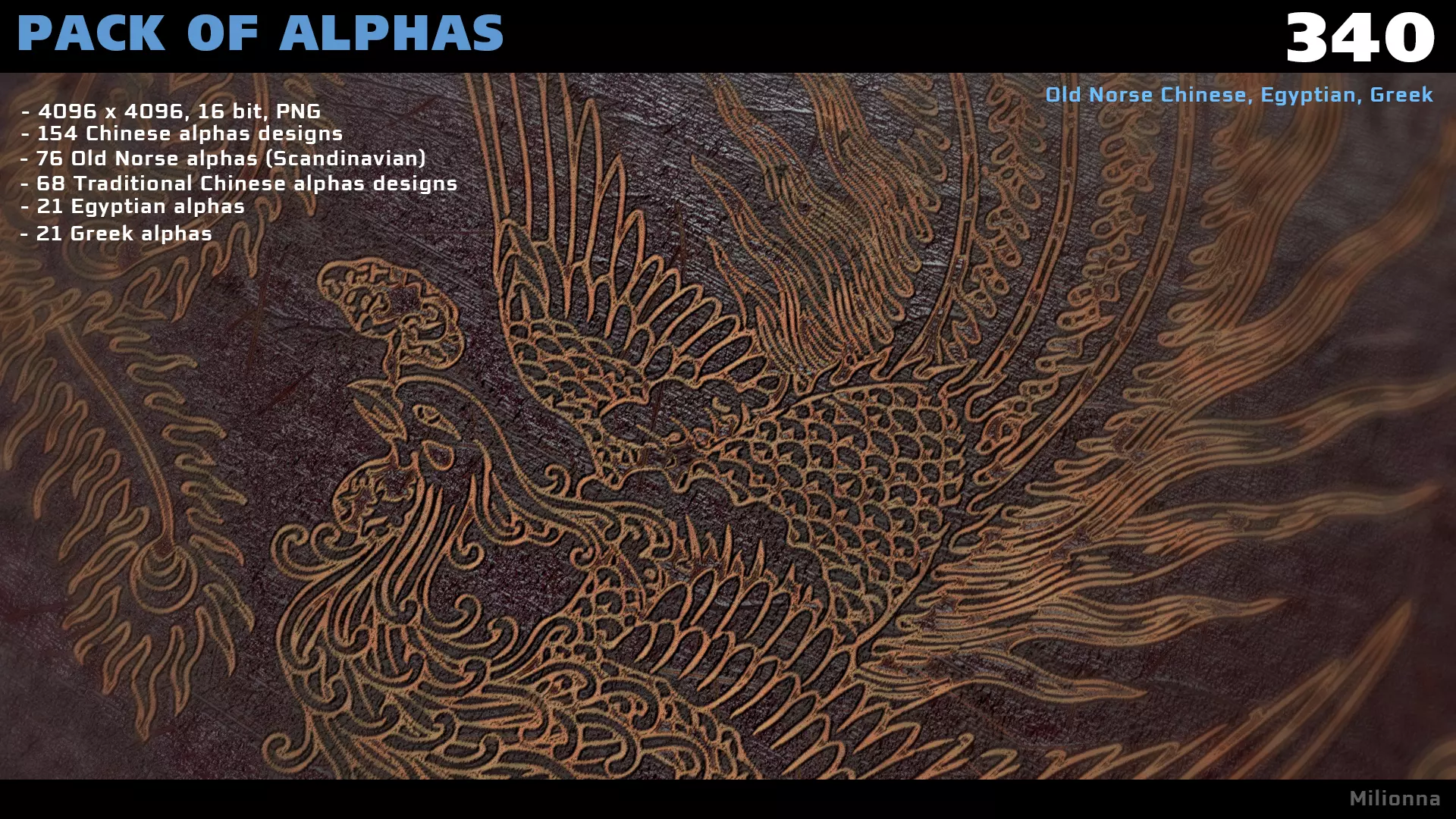 Pack of 340 Alphas Chinese Egypt Greek Old Norse Texture_0