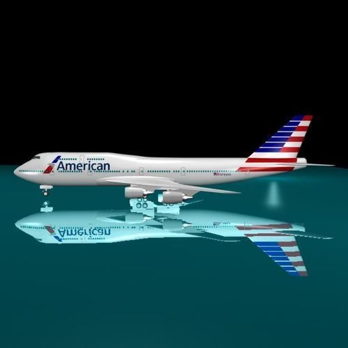 American Airlines New Logo  747 - 400 3D model