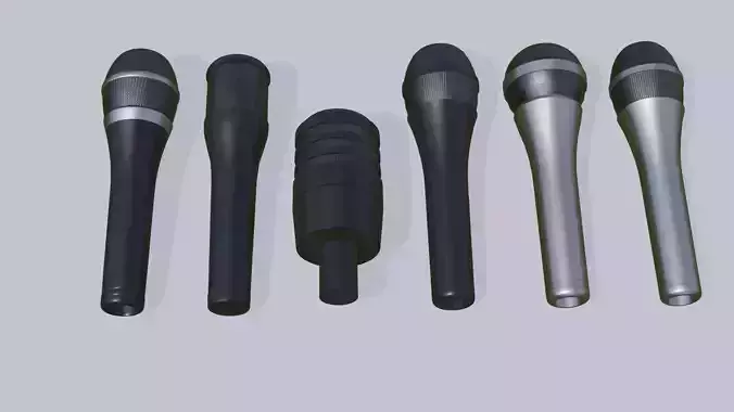 A Mic Set of 6 Microphones 3D model