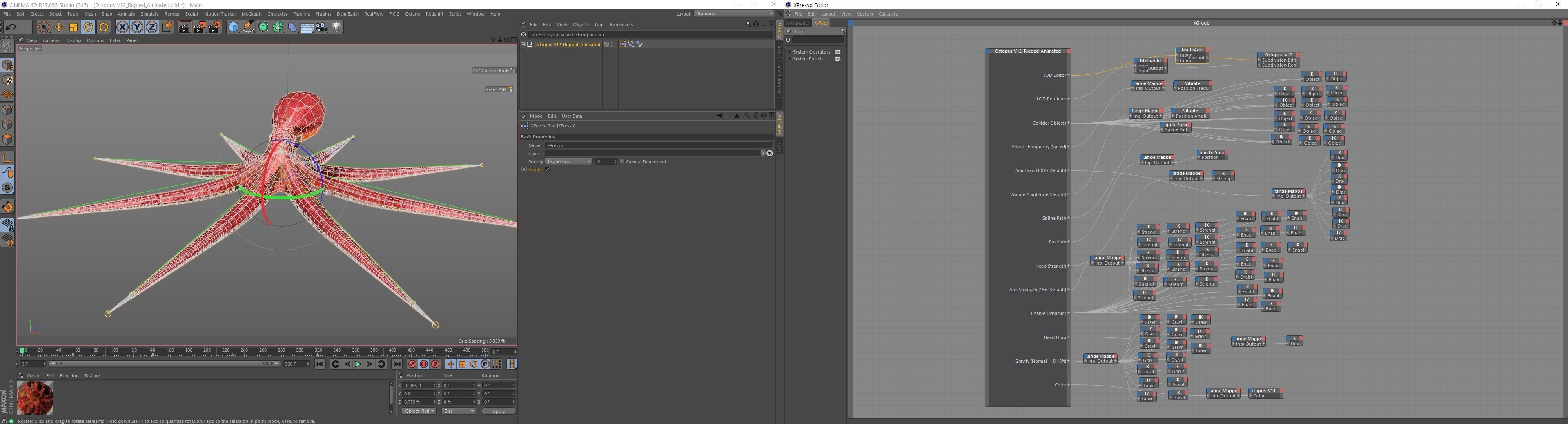 Pacific Octopus Rigged Animated C4D Low-poly 3D model_47