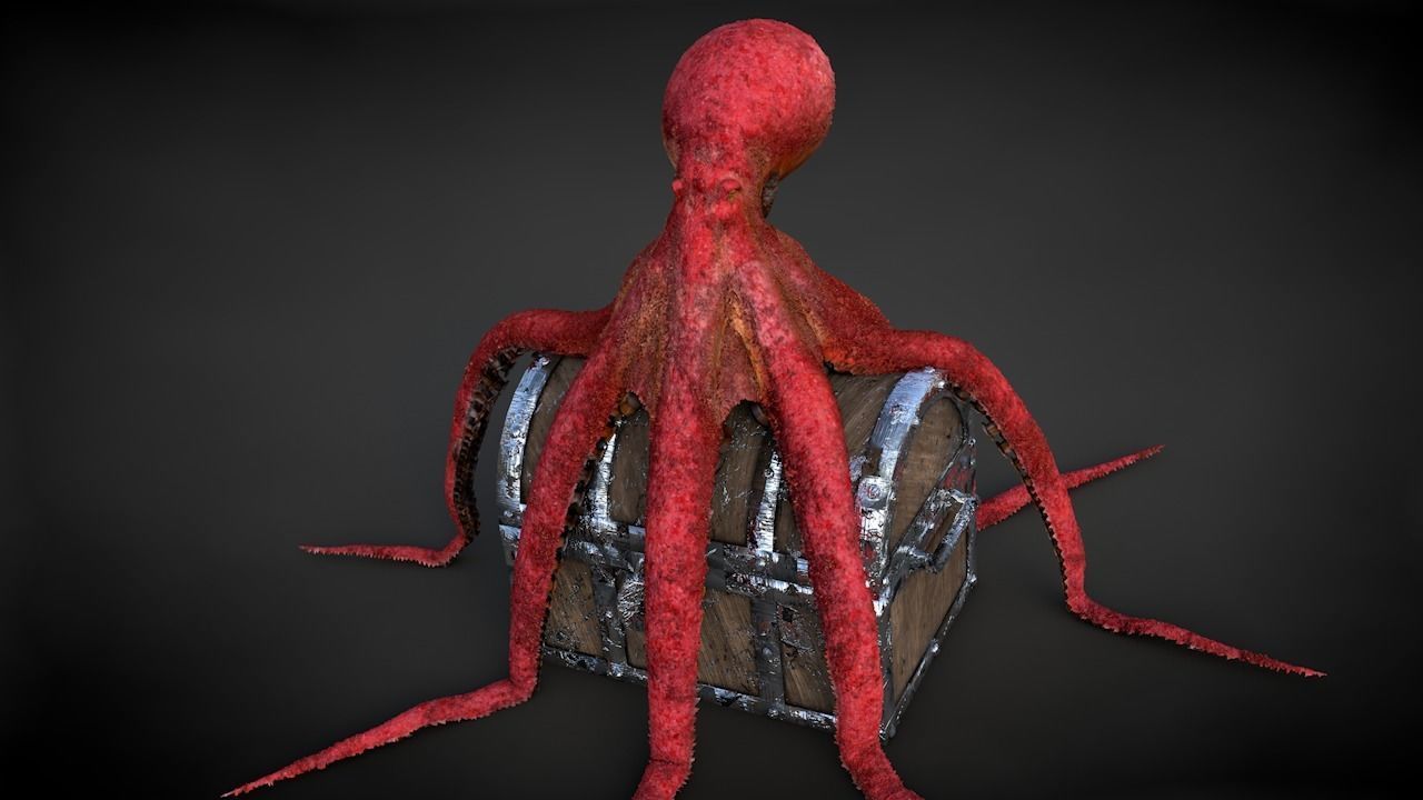 Pacific Octopus Rigged Animated C4D Low-poly 3D model_28