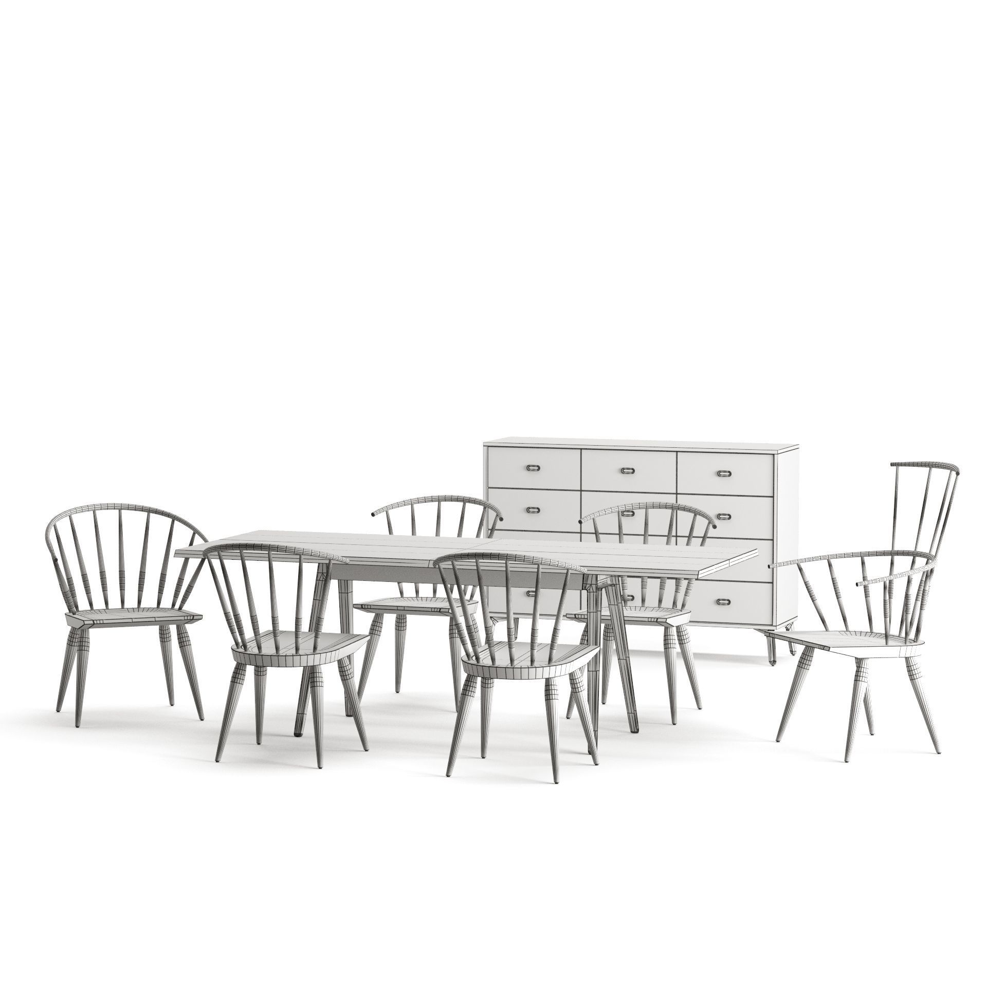 KIMBLE WINDSOR CHAIR Low-poly 3D model_4