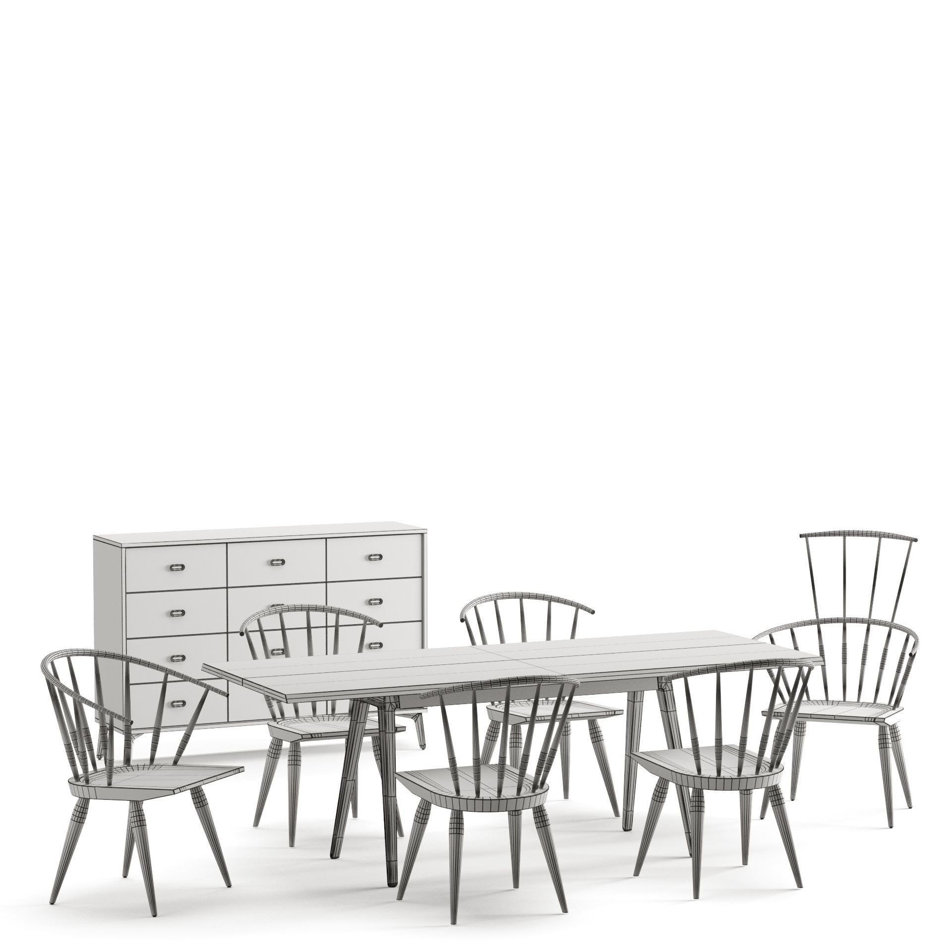 KIMBLE WINDSOR CHAIR Low-poly 3D model_5