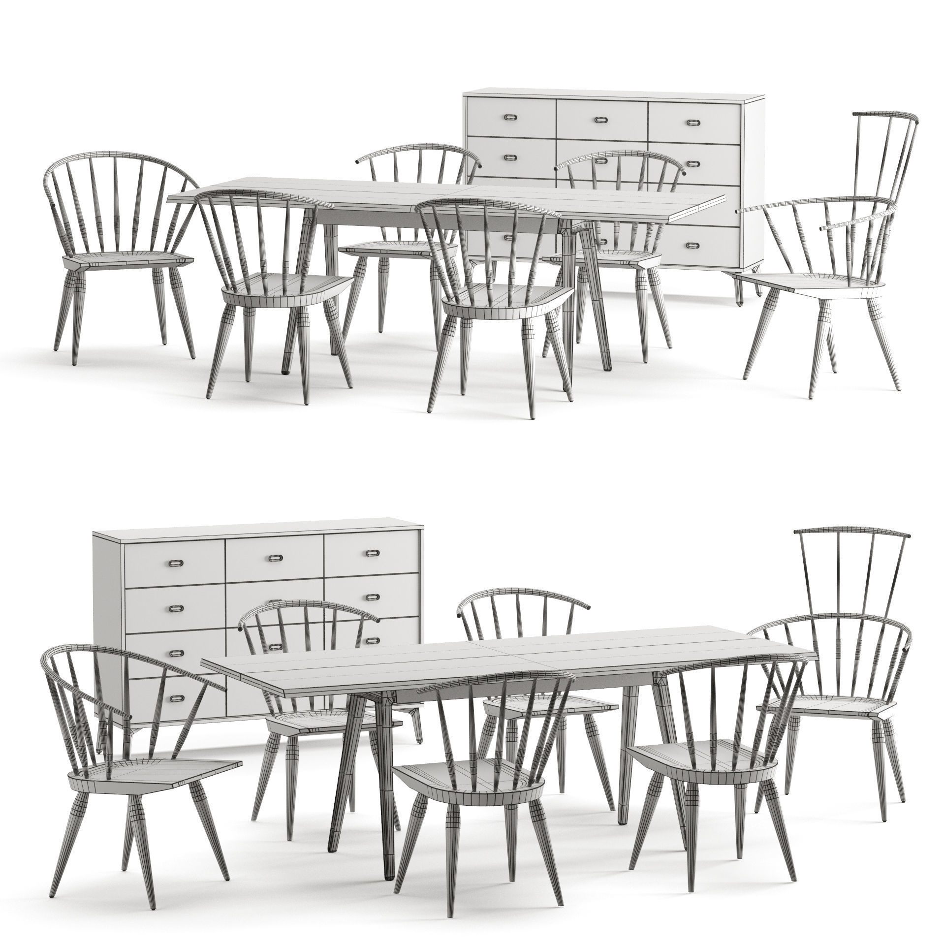 KIMBLE WINDSOR CHAIR Low-poly 3D model_7