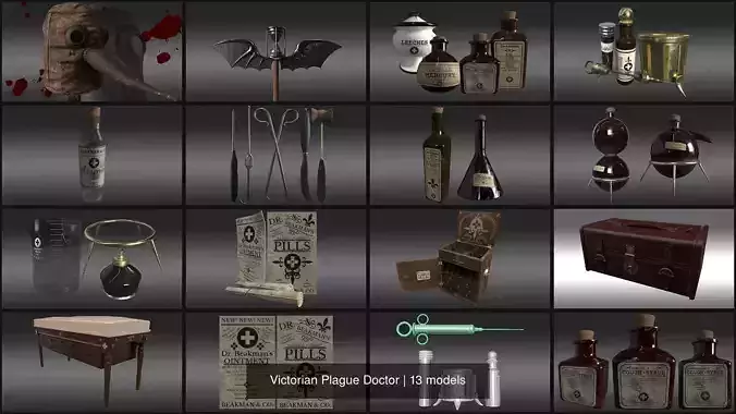 Victorian Plague Doctor 3D Model Collection