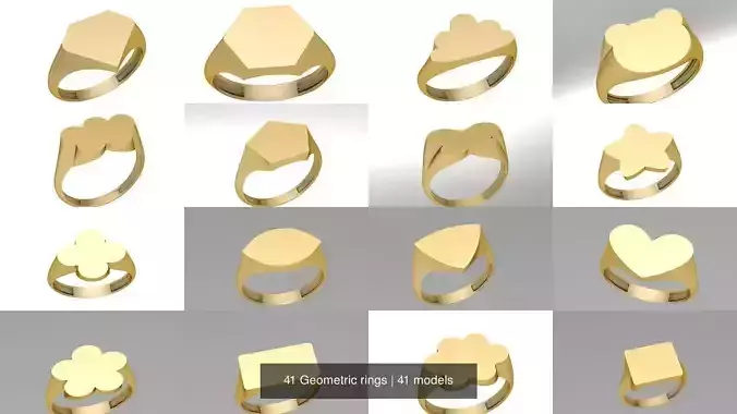 41 Geometric rings 3D Model Collection