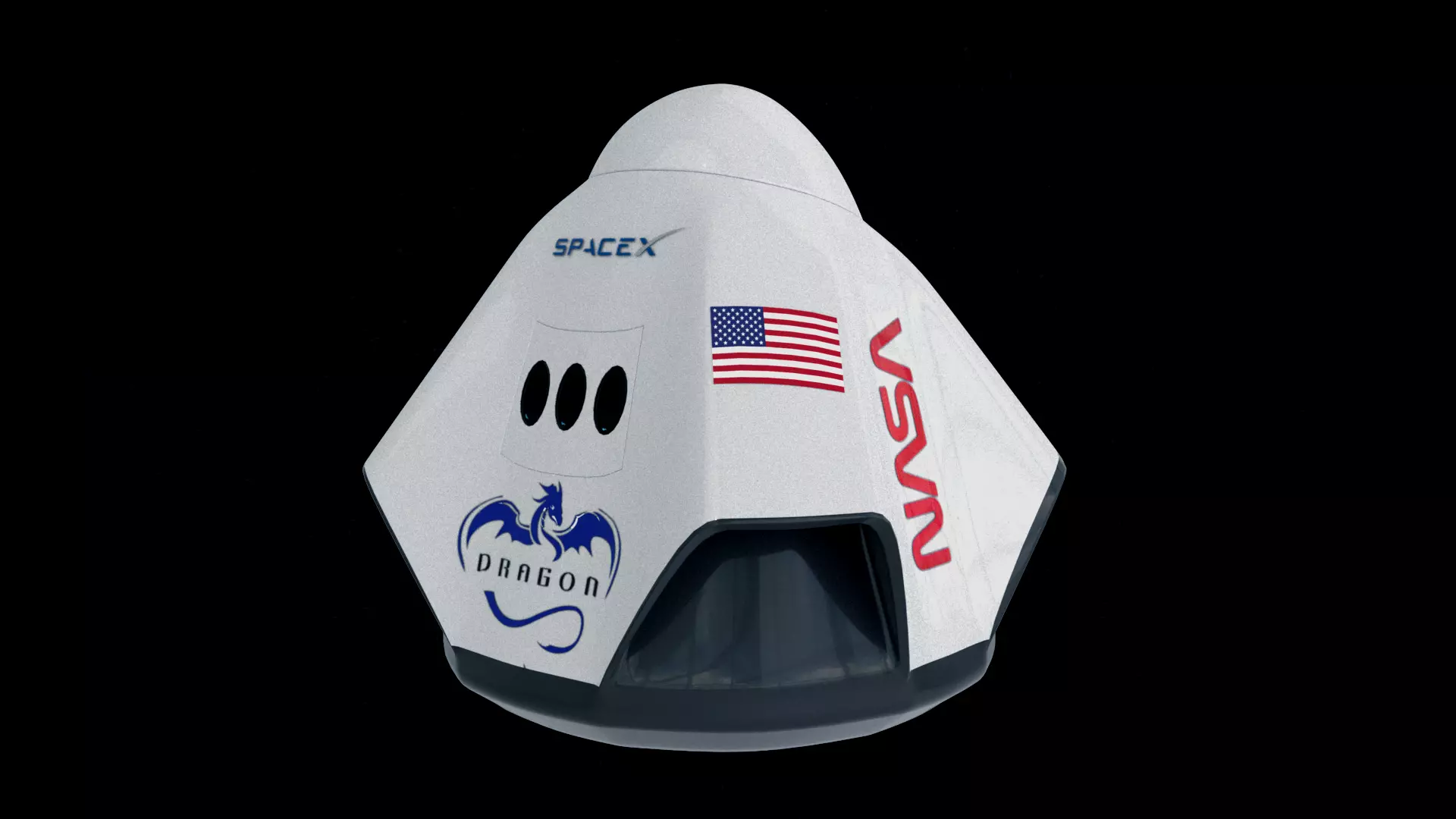 Space X Dragon 2 3D model_0