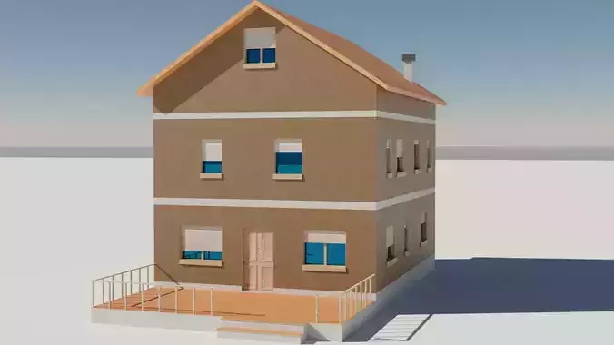 Family house 3D low poly Low-poly 3D model