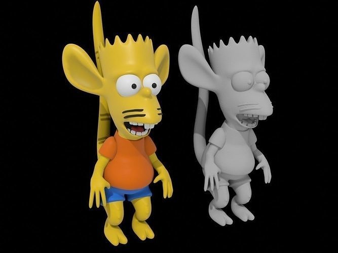 Bart Simpson rat boy 3D printable model cartoon print 3D print model
