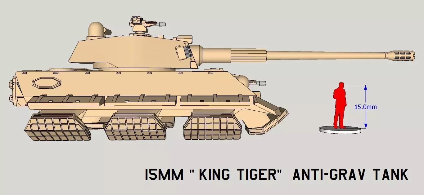 15mm King Tiger Anti-Grav Tank 3D print model