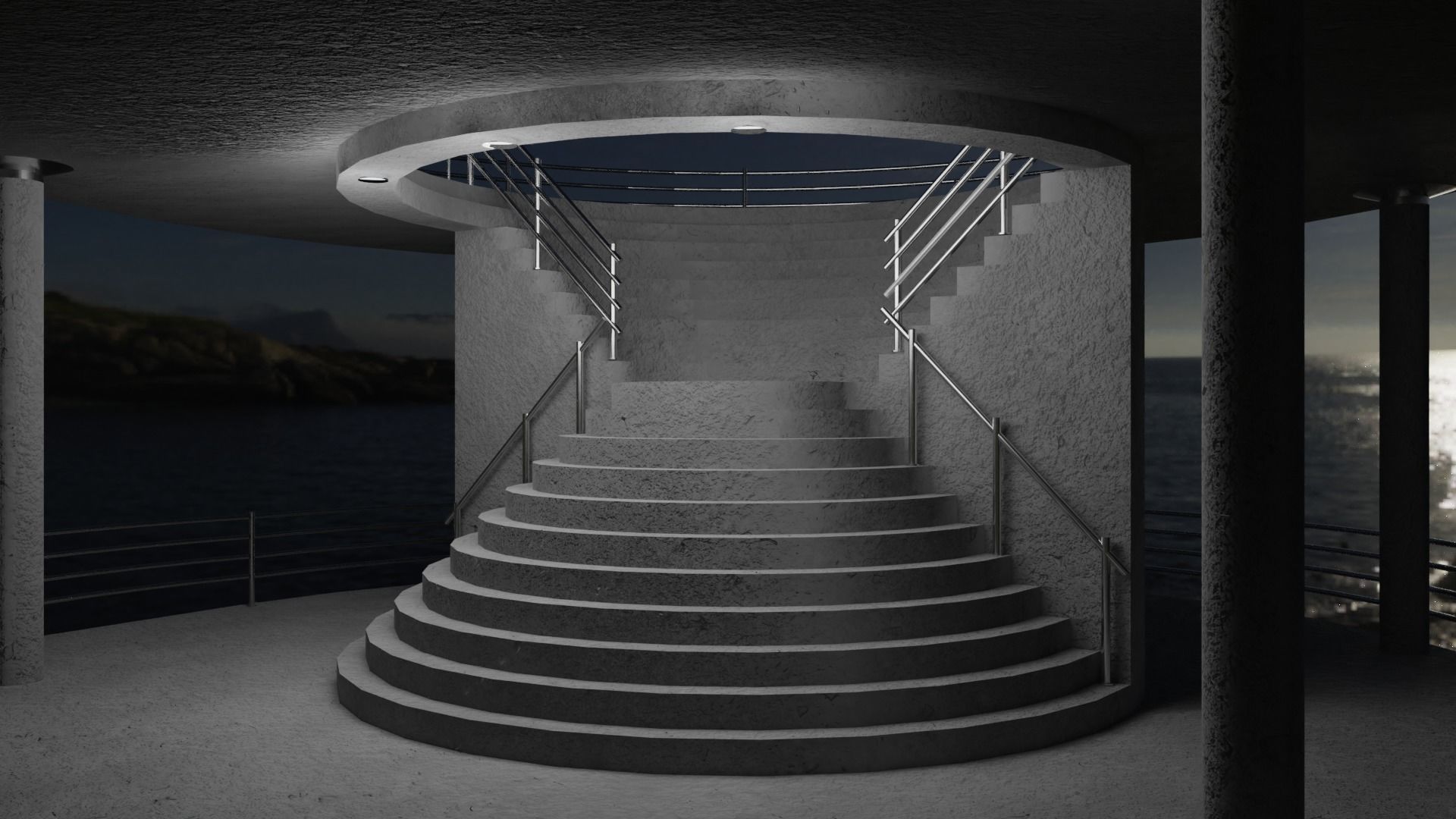 Stairway circular staircase 3D model_1