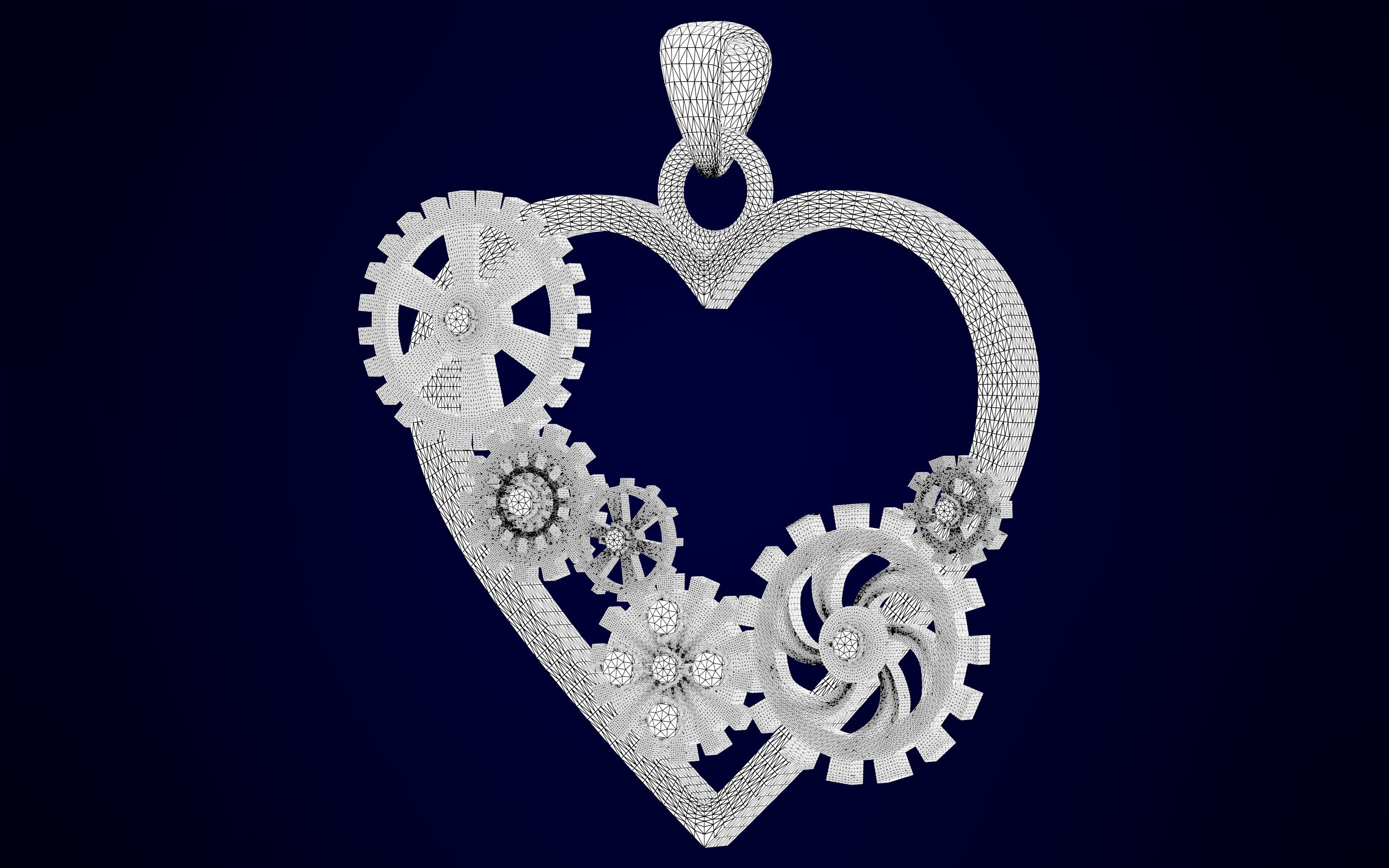 Heart And Gears Pendant 3D print model_8