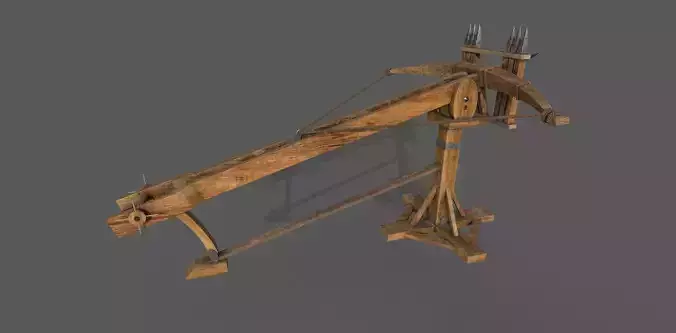 Ballista Low-poly 3D model wooden crane