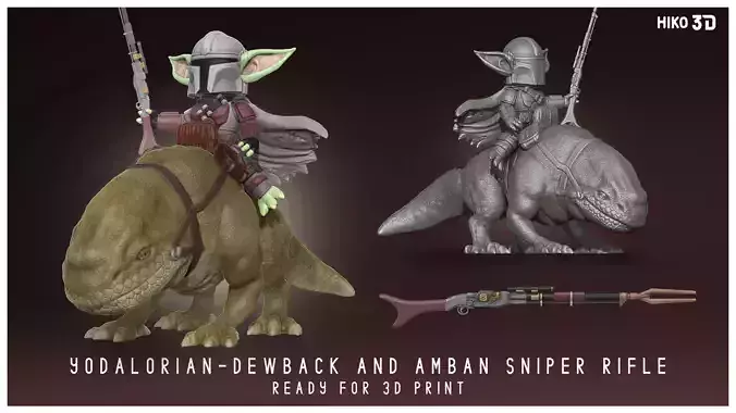 Yodalorian - Dewback - Child Mandalorian Baby Yoda 3D FanArt -  3D print model