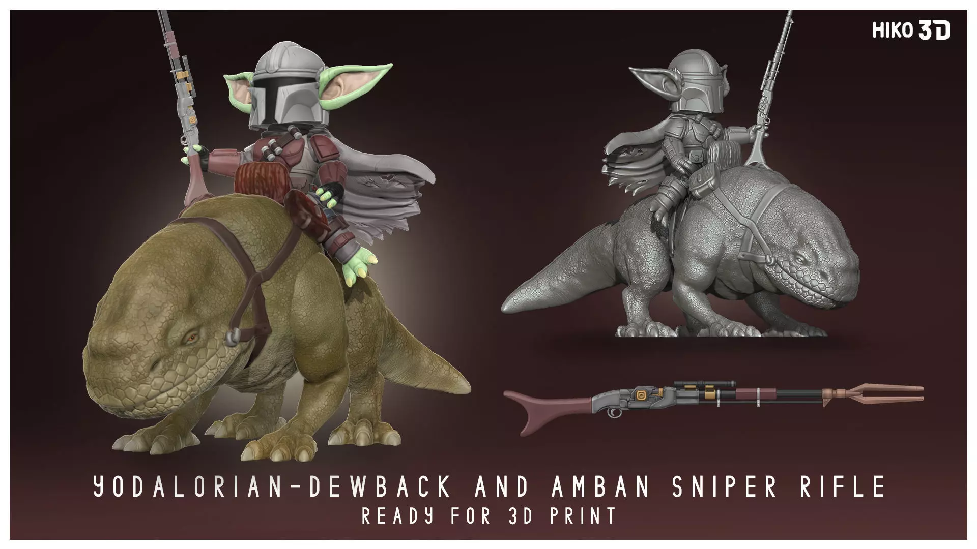 Yodalorian - Dewback - Child Mandalorian Baby Yoda 3D FanArt - 3D print model