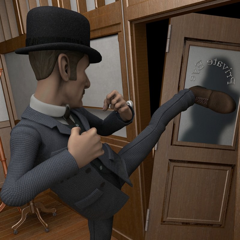 Watson cartoon character wearing glasses and top hat 3D model_3