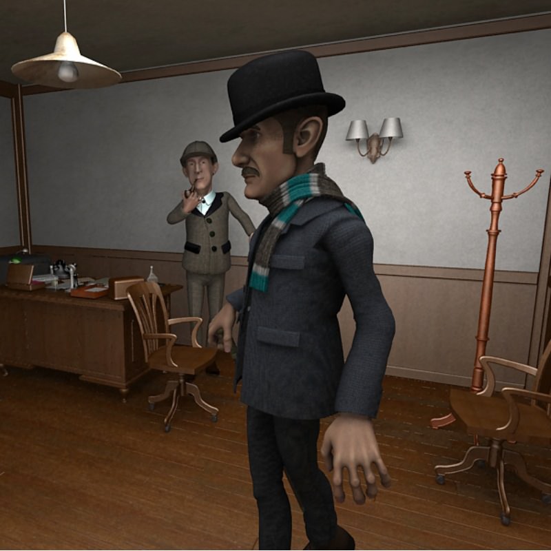 Watson cartoon character wearing glasses and top hat 3D model_1