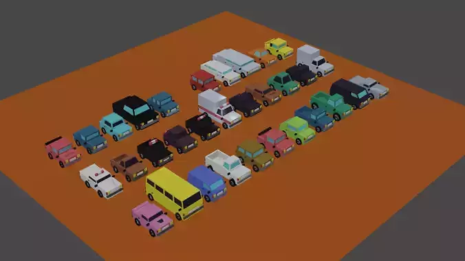 Low poly car pack-32 vehicles
