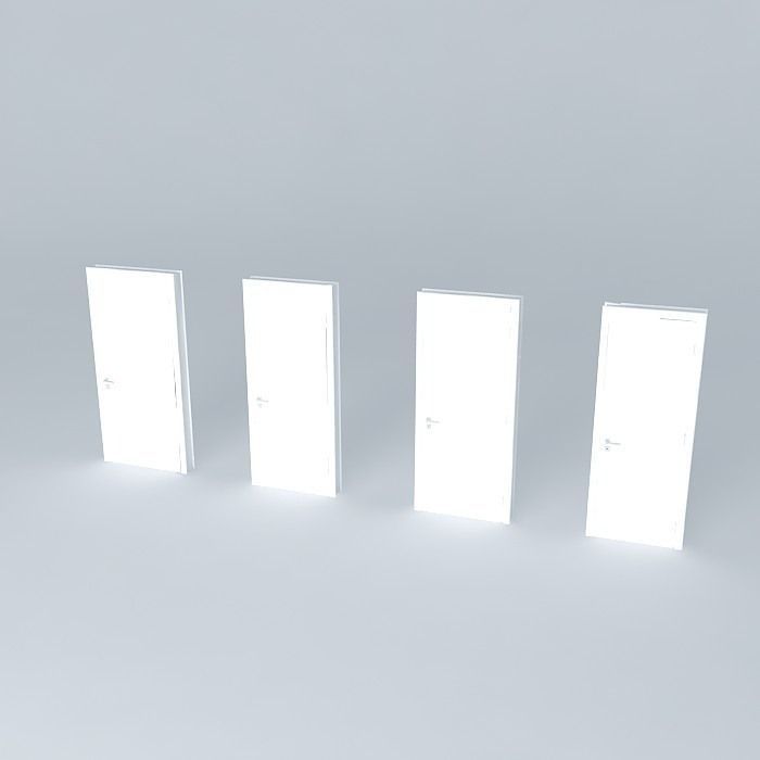 White Lacquer door Full Free 3D model_1