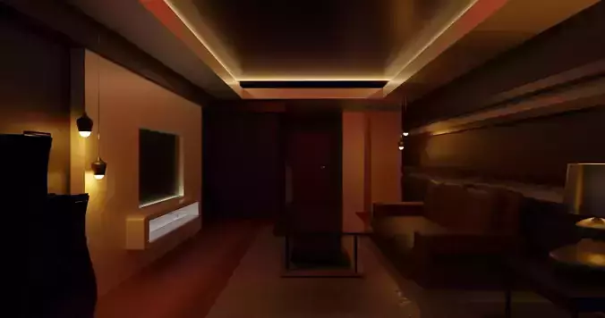 Living room- warm lighting Free 3D model