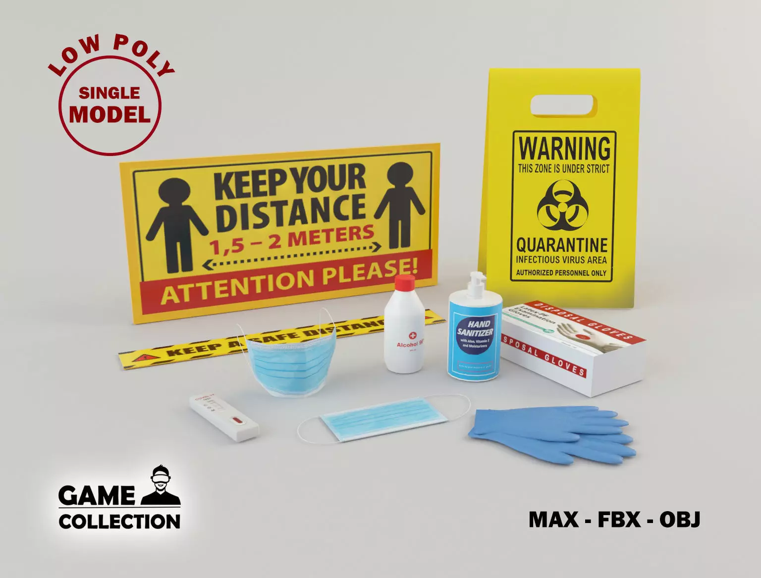 Covid 19 Props Low-poly 3D model_0