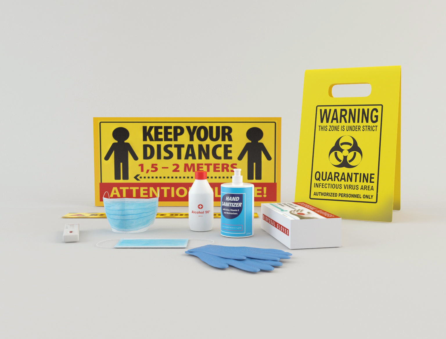 Covid 19 Props Low-poly 3D model_1