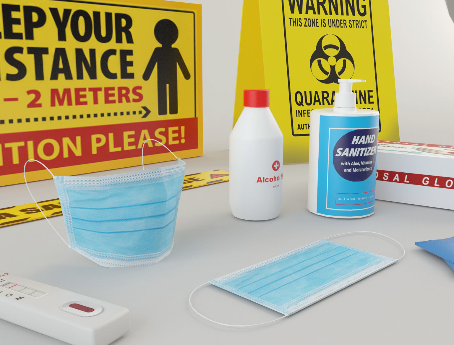 Covid 19 Props Low-poly 3D model_4