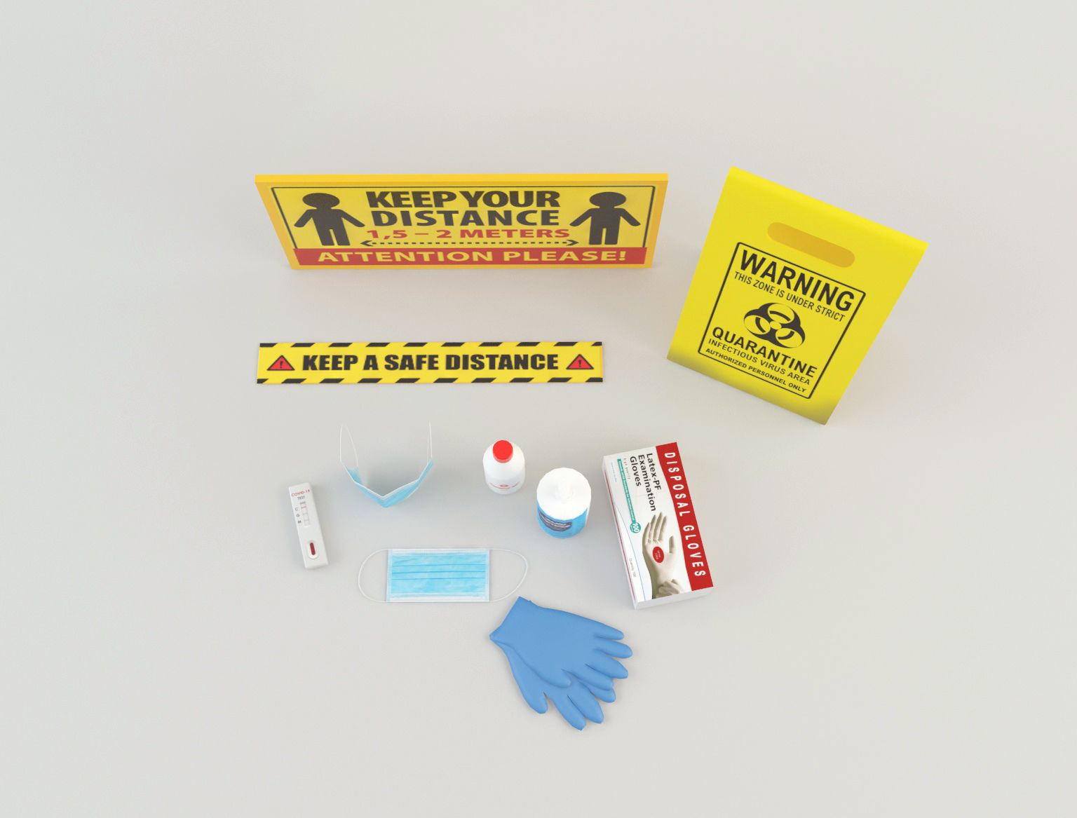 Covid 19 Props Low-poly 3D model_2