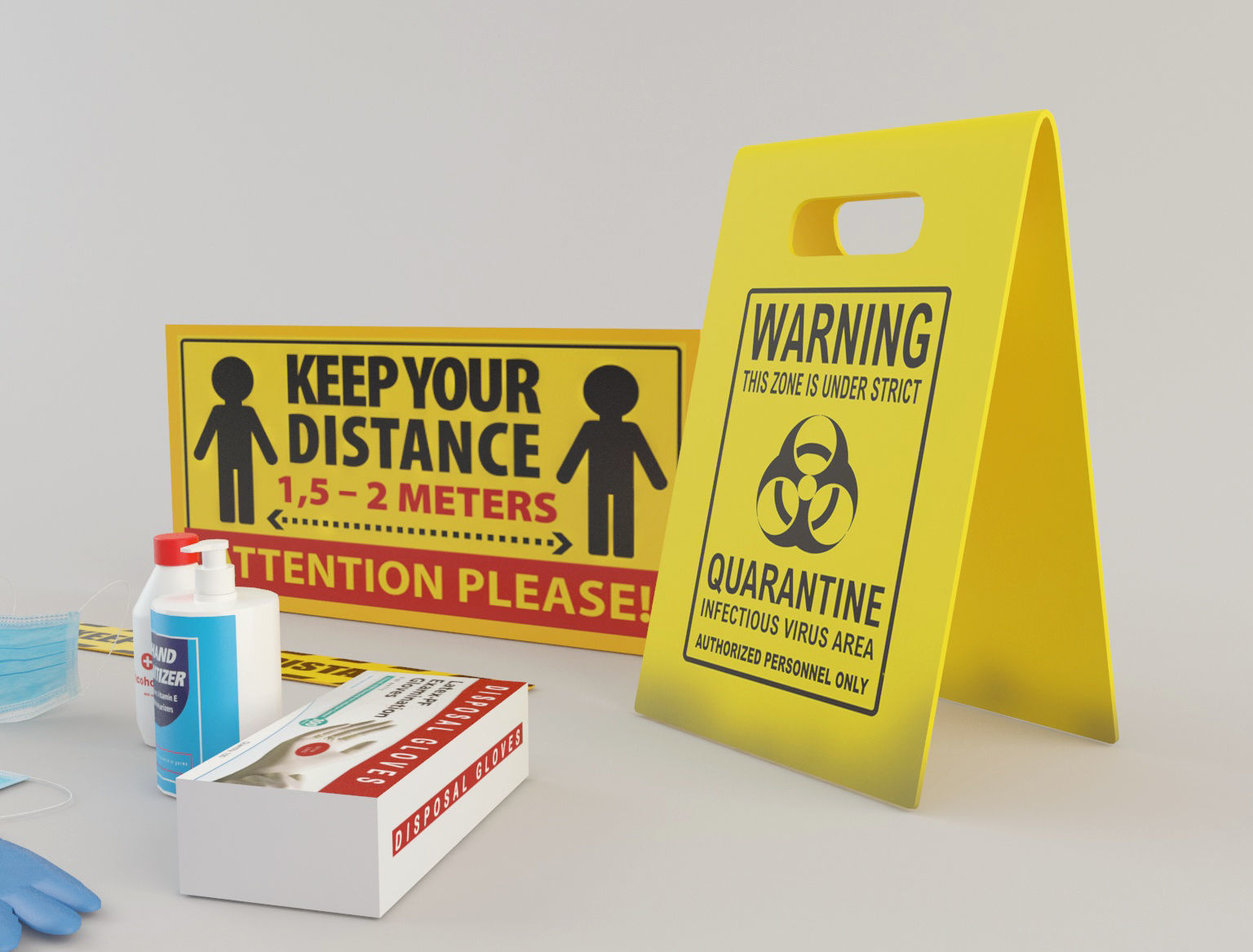 Covid 19 Props Low-poly 3D model_3