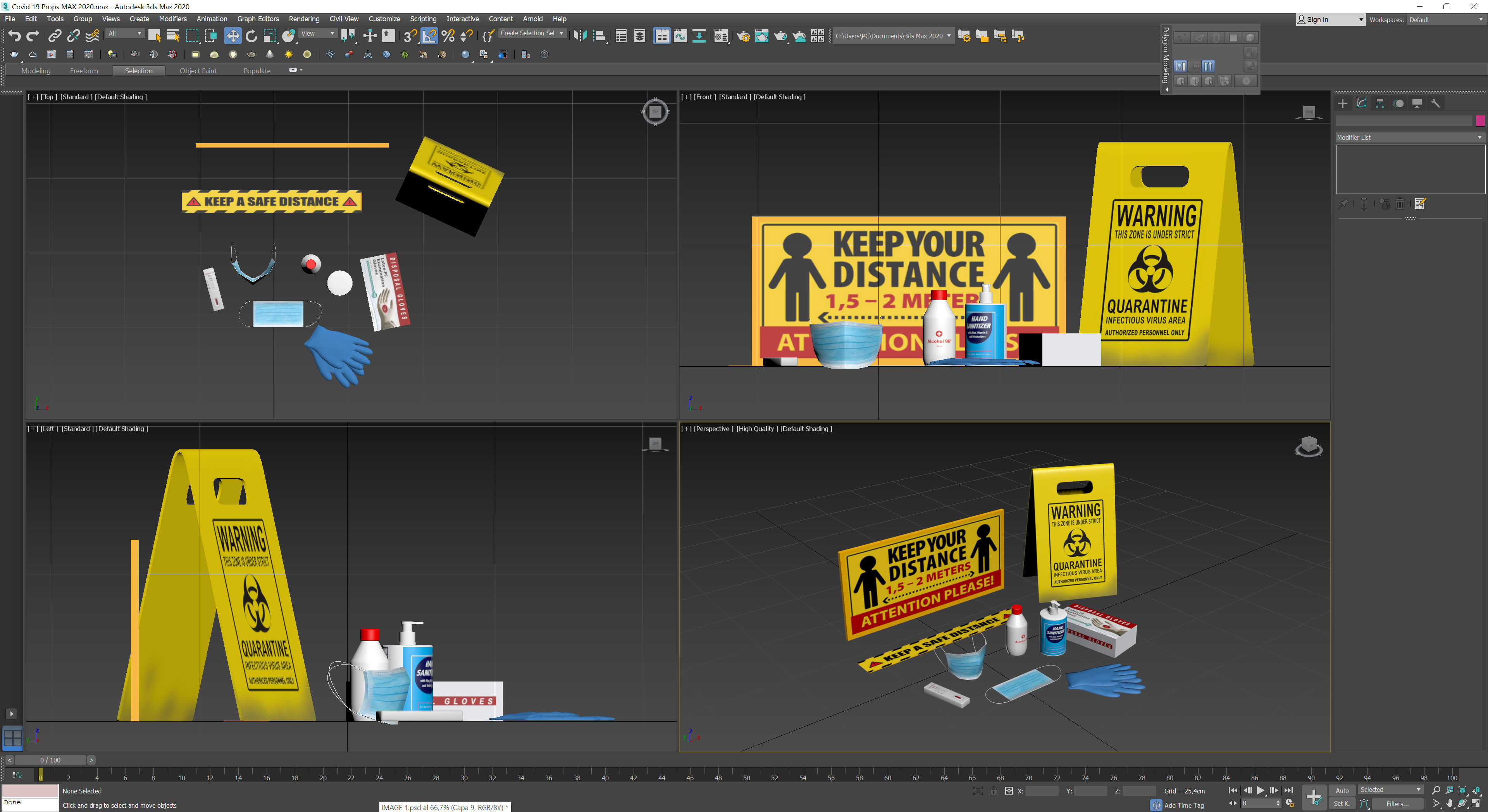 Covid 19 Props Low-poly 3D model_5