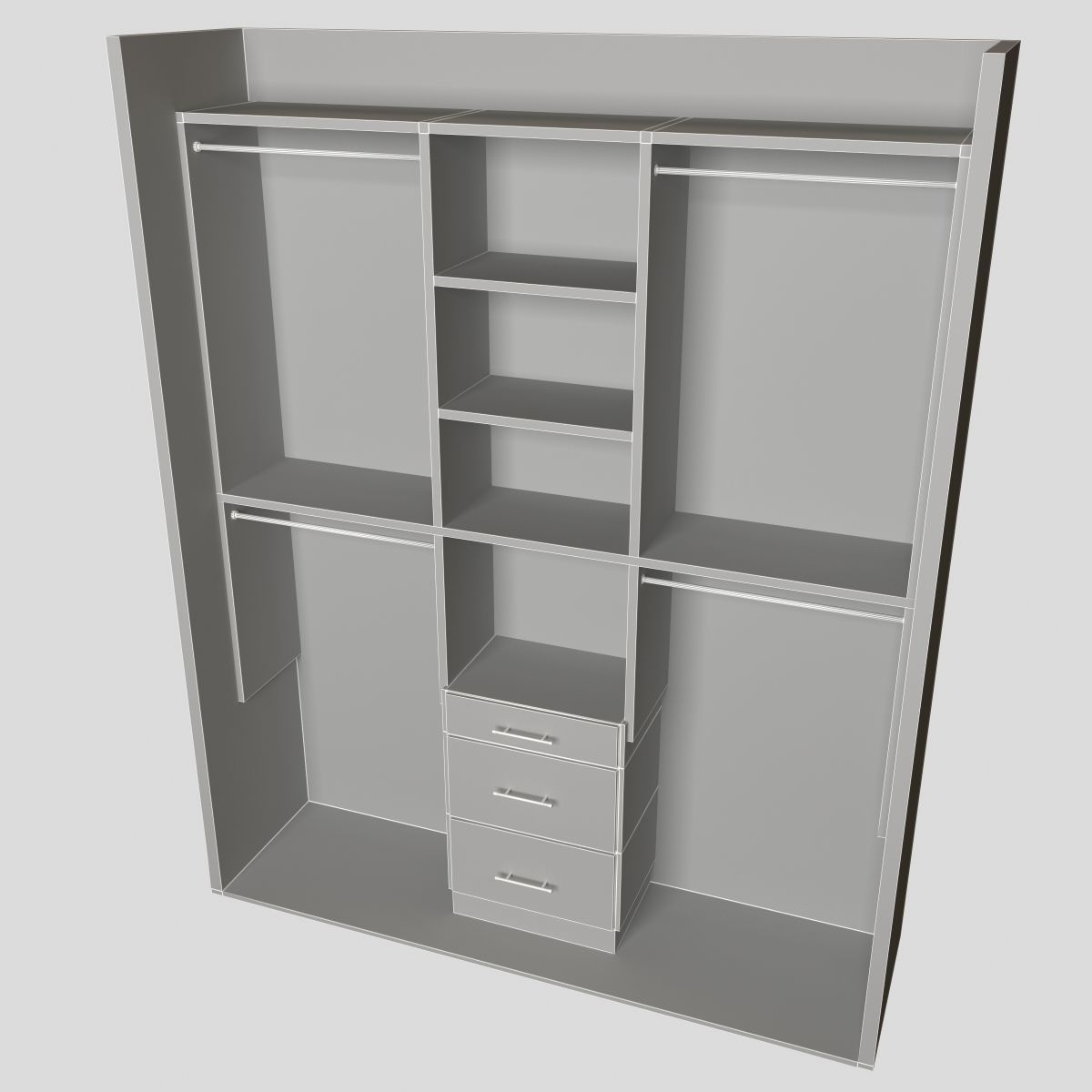 Closet wardrobe with drawers and shelves 3D model_3