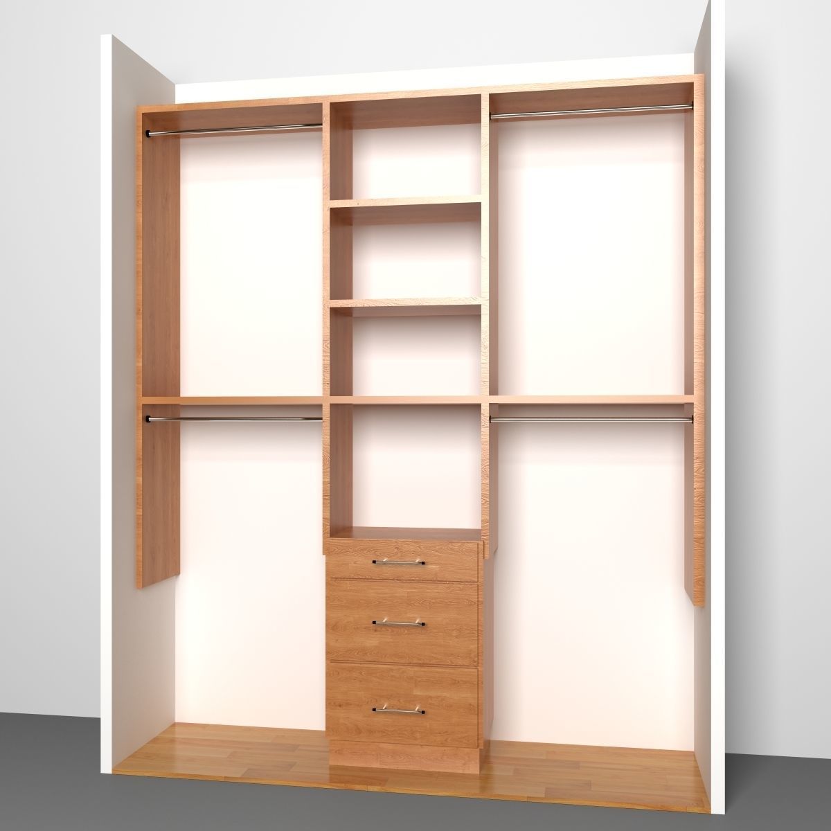 Closet wardrobe with drawers and shelves 3D model_1