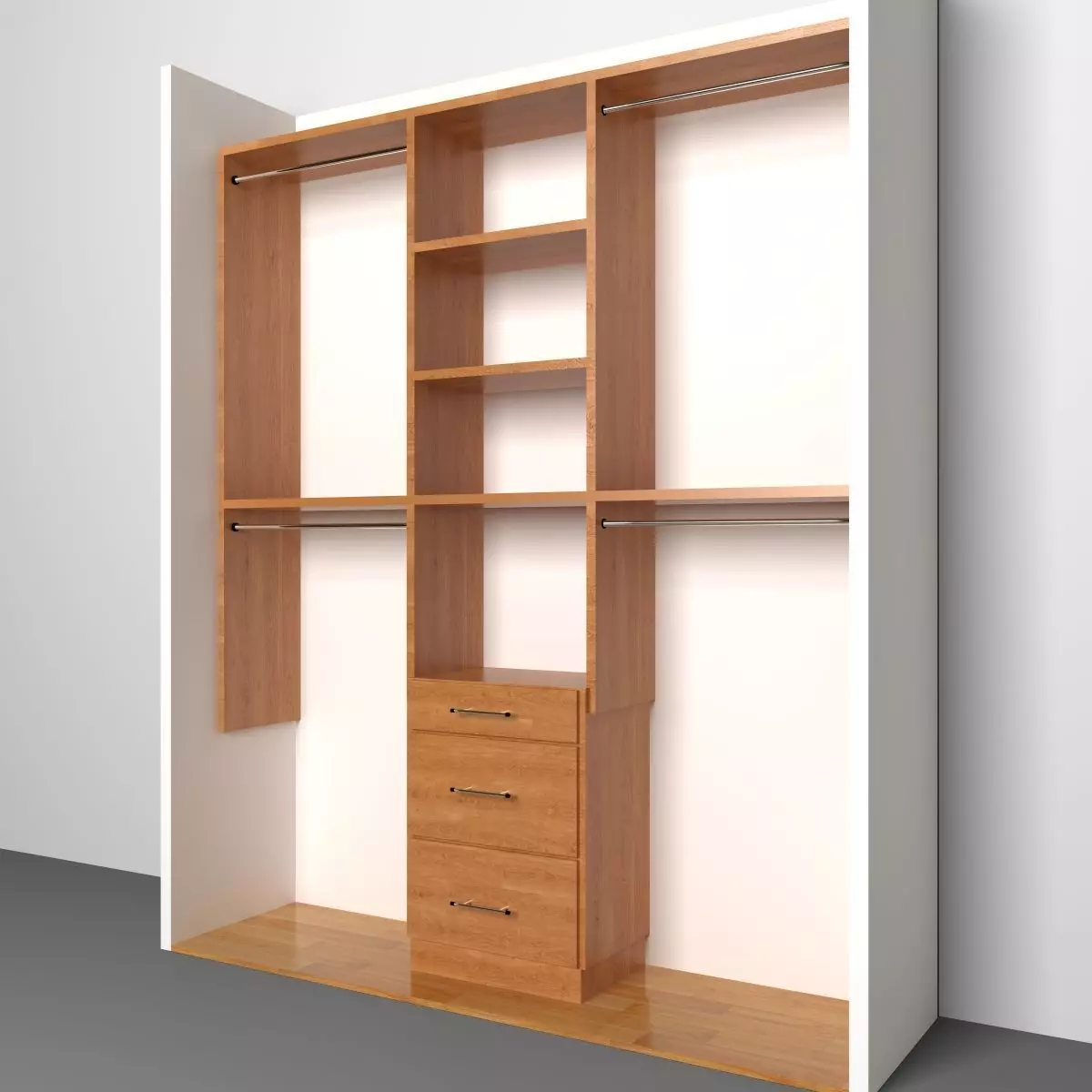 Closet wardrobe with drawers and shelves 3D model_0