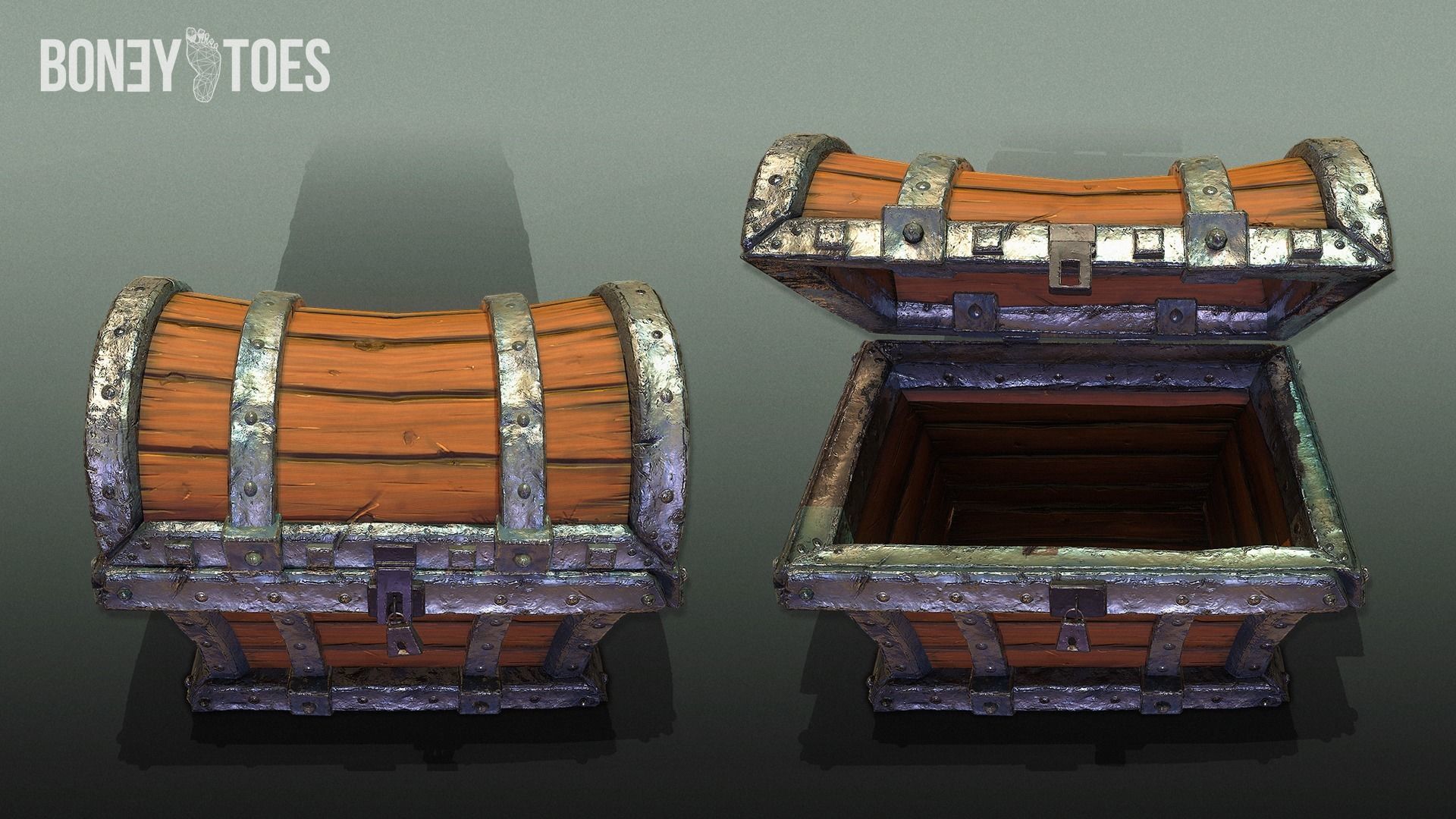 Skeleton Treasure Chest - Game Ready Low-poly 3D model_5