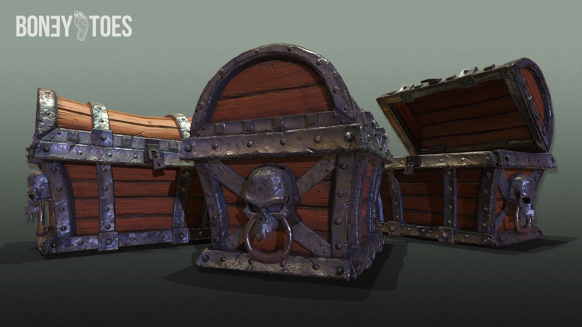 Skeleton Treasure Chest - Game Ready Low-poly 3D model_1