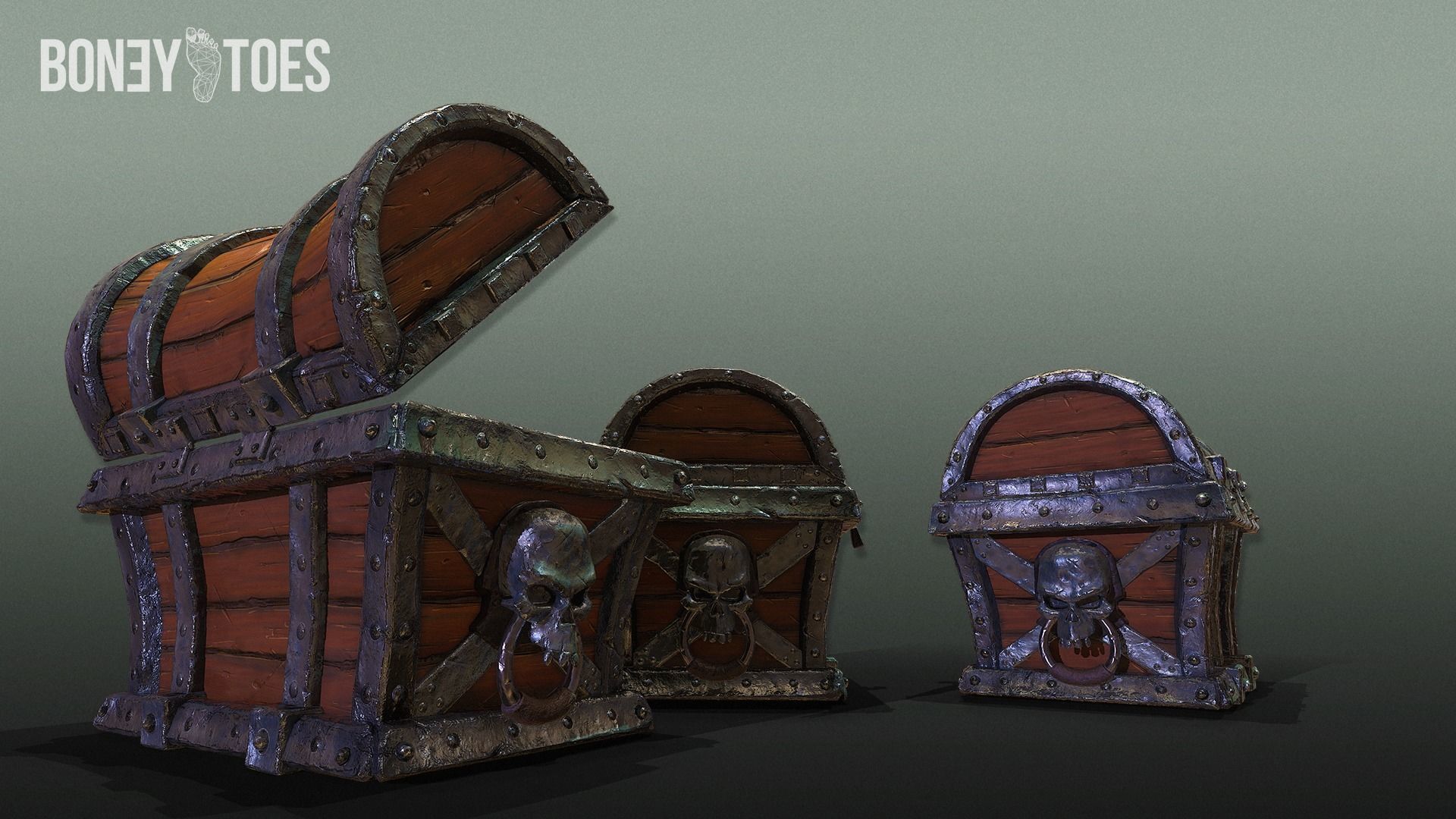 Skeleton Treasure Chest - Game Ready Low-poly 3D model_2