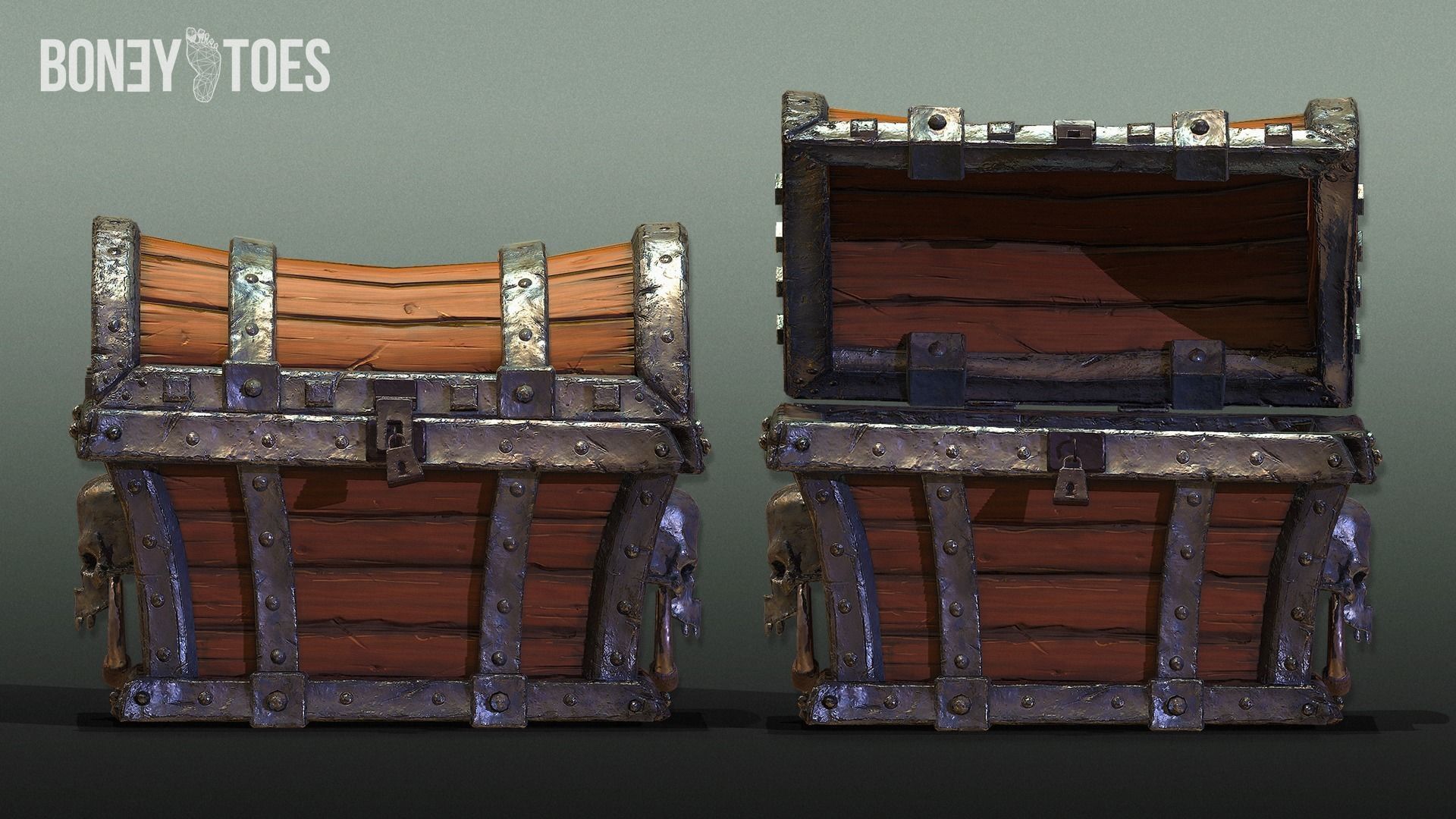 Skeleton Treasure Chest - Game Ready Low-poly 3D model_3