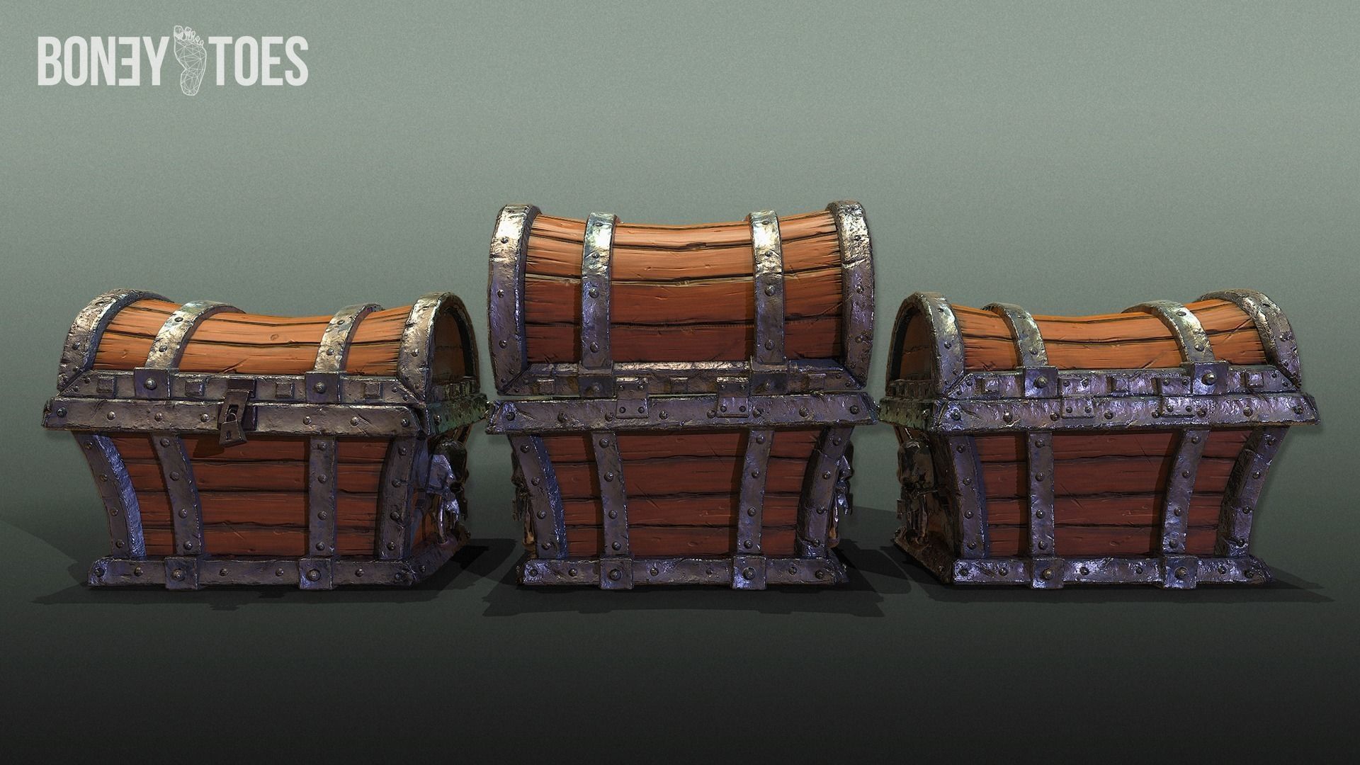 Skeleton Treasure Chest - Game Ready Low-poly 3D model_8