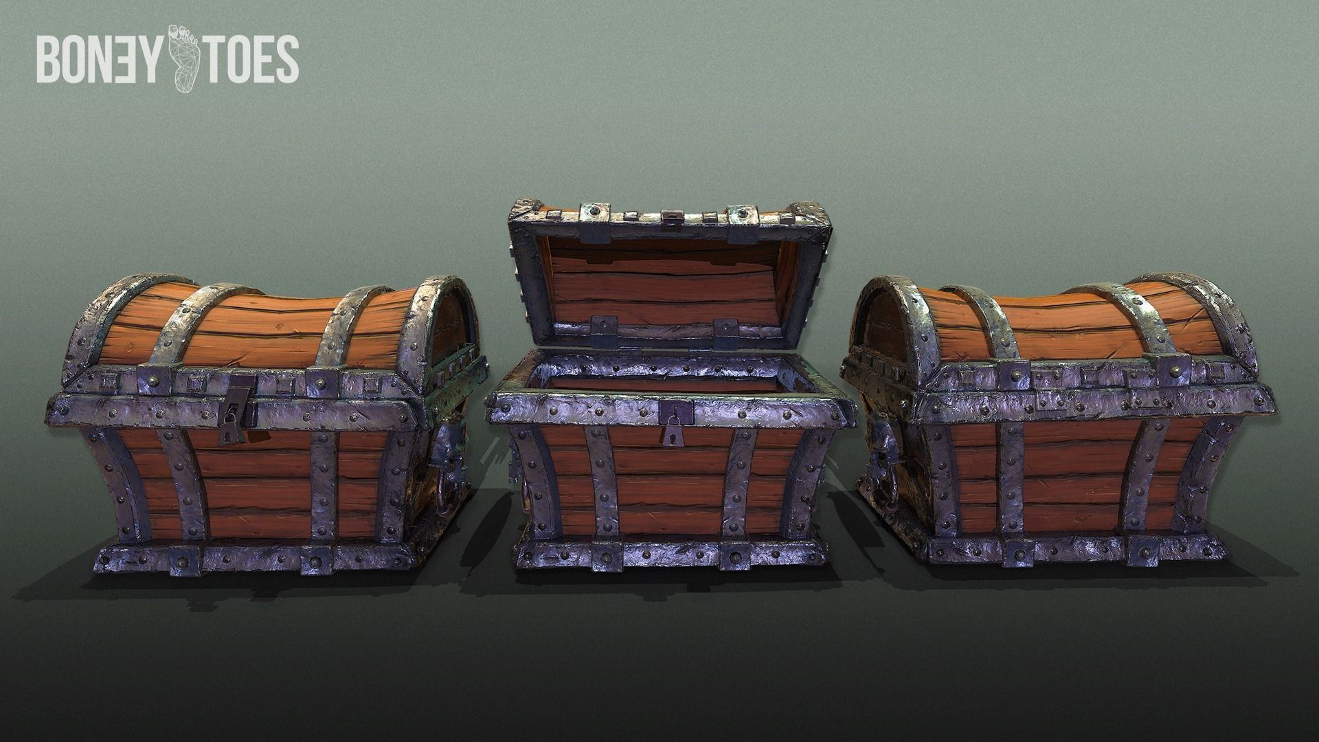 Skeleton Treasure Chest - Game Ready Low-poly 3D model_7